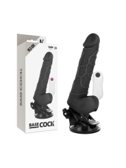 Vibratore Basecock Realistico Telecomando Nero Con Testicoli 195Cm - BASECOCK - Vibratori Realistici | erosidea.com