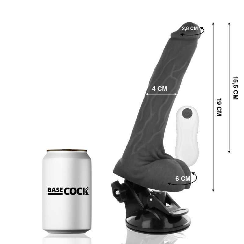 Vibratore Basecock Realistico Telecomando Nero 19 Cm - BASECOCK - Vibratori Realistici | erosidea.com