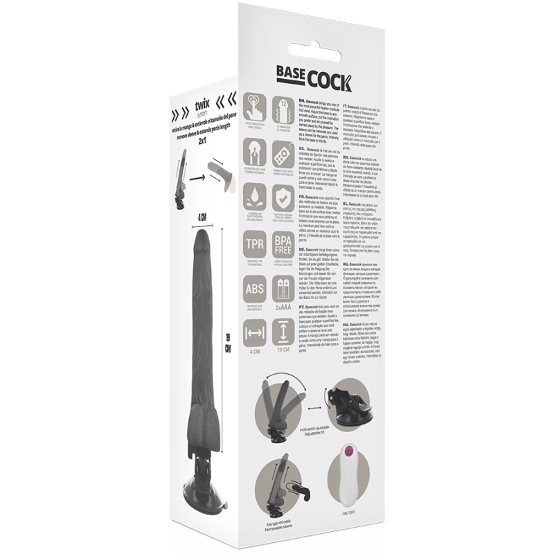 Vibratore Basecock Realistico Telecomando Nero 19 Cm - BASECOCK - Vibratori Realistici | erosidea.com