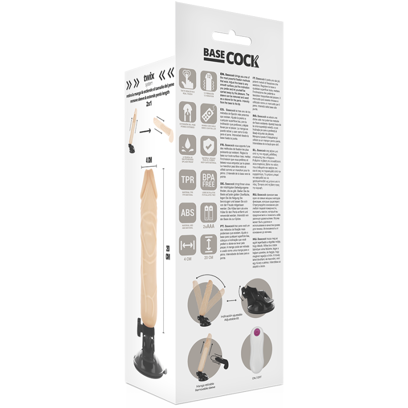 Vibratore Basecock Realistico Telecomando Flesh 20 Cm - BASECOCK - Vibratori Realistici | erosidea.com