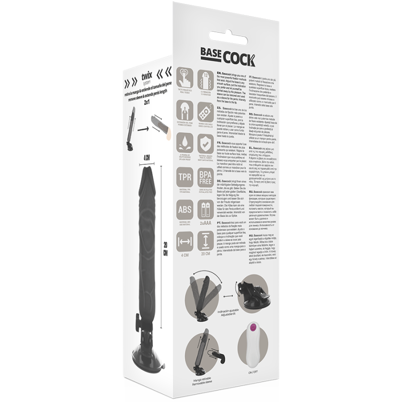 Vibratore Basecock Realistico Telecomando Nero 20 Cm - BASECOCK - Vibratori Realistici | erosidea.com