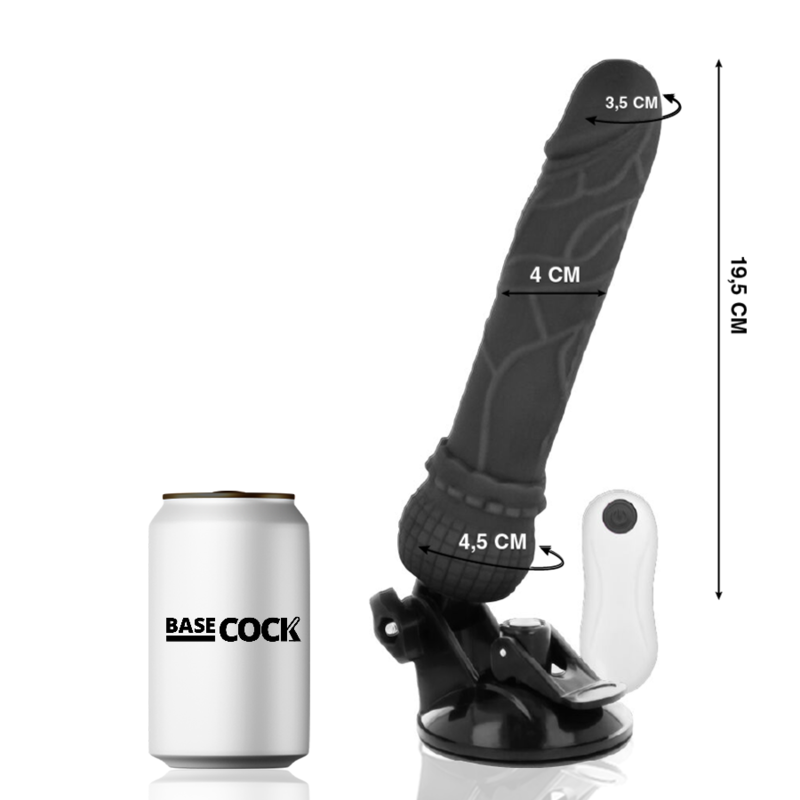 Vibratore Basecock Realistico Telecomando Nero 195Cm - BASECOCK - Vibratori Realistici | erosidea.com