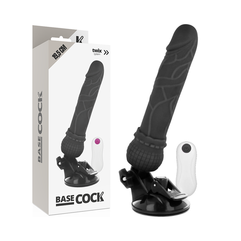 Vibratore Basecock Realistico Telecomando Nero 195Cm - BASECOCK - Vibratori Realistici | erosidea.com