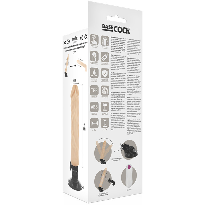 Vibratore Basecock Realistico Telecomando Naturale 21Cm - BASECOCK - Vibratori Realistici | erosidea.com