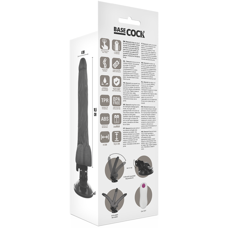 Vibratore Basecock Articolabile Telecomando Nero 18.5 Cm - BASECOCK - Vibratori | erosidea.com