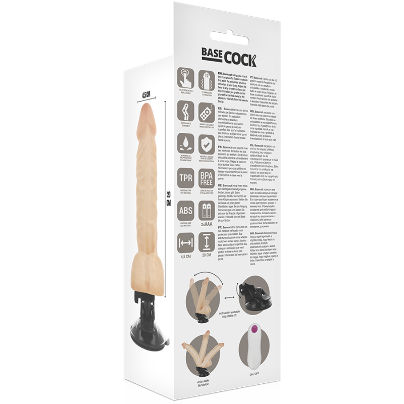Vibratore Basecock Articolabile Telecomando Naturale 20 Cm - BASECOCK - Vibratori | erosidea.com