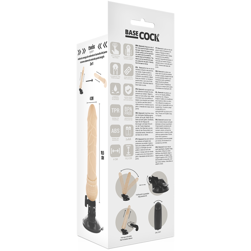 Vibratore Basecock Telecomando Naturale Realistico 195 Cm - BASECOCK - Vibratori Realistici | erosidea.com