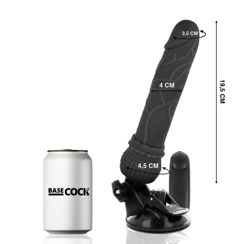 Vibratore Basecock Realistico Telecomando Nero 195 Cm - BASECOCK - Vibratori Realistici | erosidea.com
