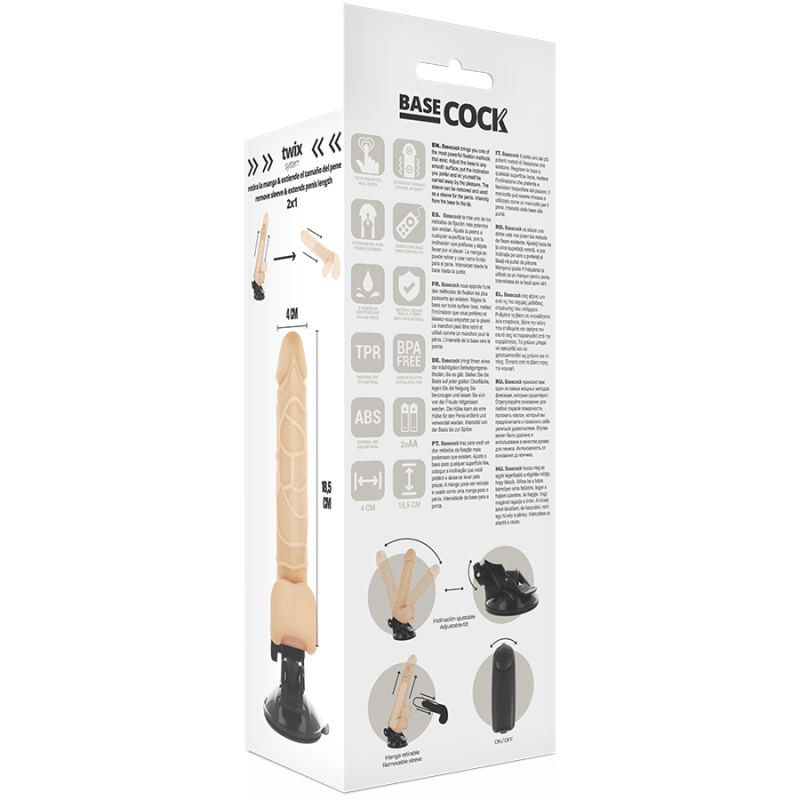 Vibratore Basecock Telecomando Naturale Realistico 185 Cm - BASECOCK - Vibratori Realistici | erosidea.com