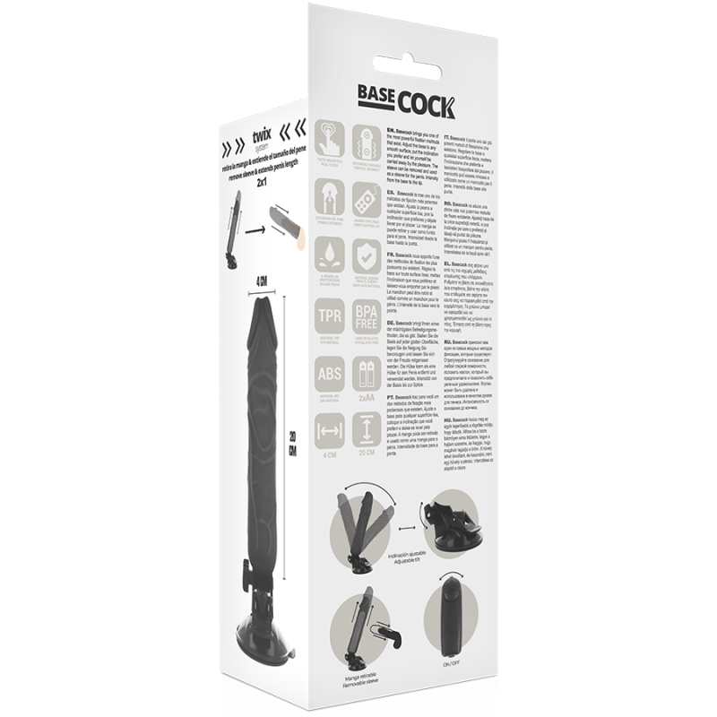 Vibratore Basecock Realistico Telecomando Nero - BASECOCK - Vibratori Realistici | erosidea.com