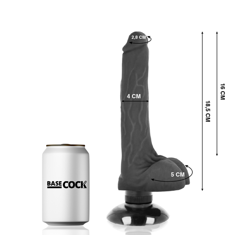 Vibratore Basecock Realistico Basecock 2-1 Nero 185 Cm - BASECOCK - Dildo Realistici | erosidea.com