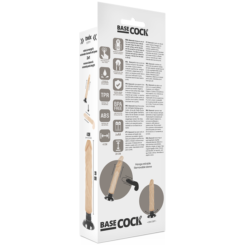 Vibratore Basecock Realistico 2-1 Naturale 20 Cm - BASECOCK - Dildo Realistici | erosidea.com