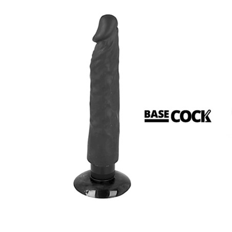 Vibratore Basecock Realistico 2-1 Nero 20 Cm - BASECOCK - Dildo Realistici | erosidea.com