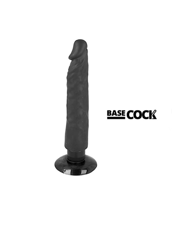 Vibratore Basecock Realistico 2-1 Nero 20 Cm - BASECOCK - Dildo Realistici | erosidea.com