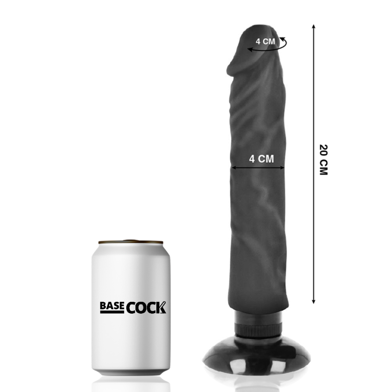 Vibratore Basecock Realistico 2-1 Nero 20 Cm - BASECOCK - Dildo Realistici | erosidea.com