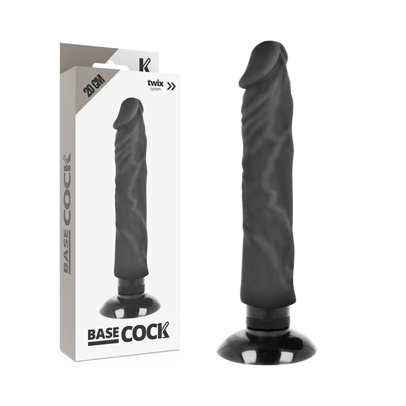 Vibratore Basecock Realistico 2-1 Nero 20 Cm - BASECOCK - Dildo Realistici | erosidea.com