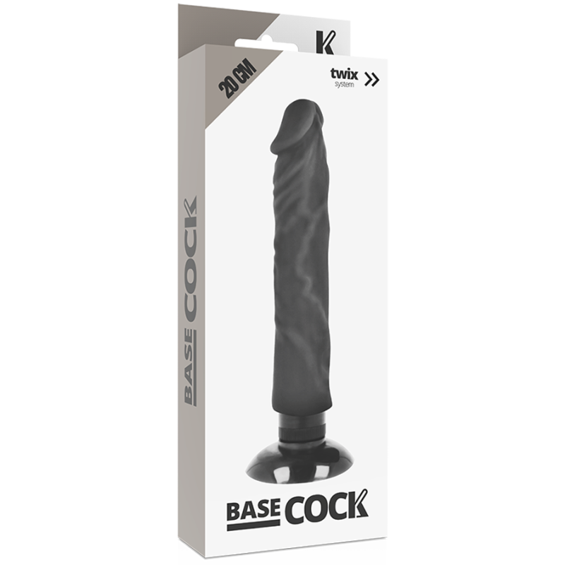 Vibratore Basecock Realistico 2-1 Nero 20 Cm - BASECOCK - Dildo Realistici | erosidea.com