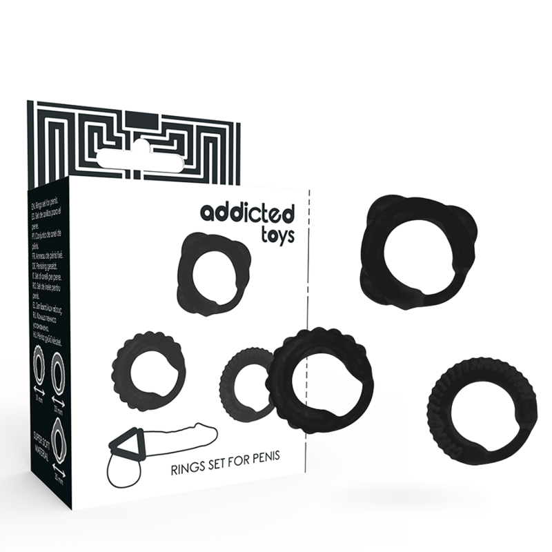 Addicted Toys - Set C-Ring Nero - Addicted Toys - Anelli Fallici | erosidea.com