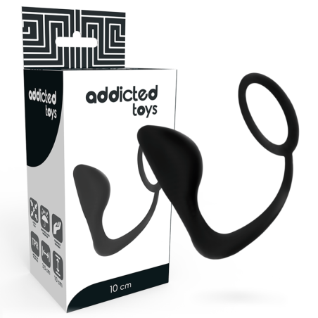 Addicted Toys - Plug Anale Con Anello Pene Nero - Addicted Toys - Plug e Catene Anali | erosidea.com