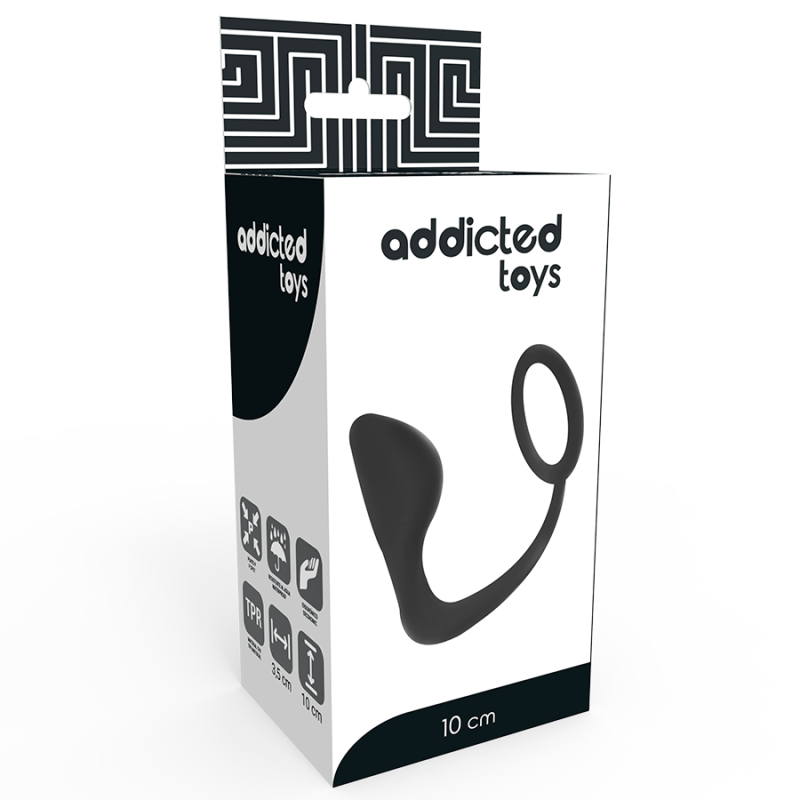 Addicted Toys - Plug Anale Con Anello Pene Nero - Addicted Toys - Plug e Catene Anali | erosidea.com