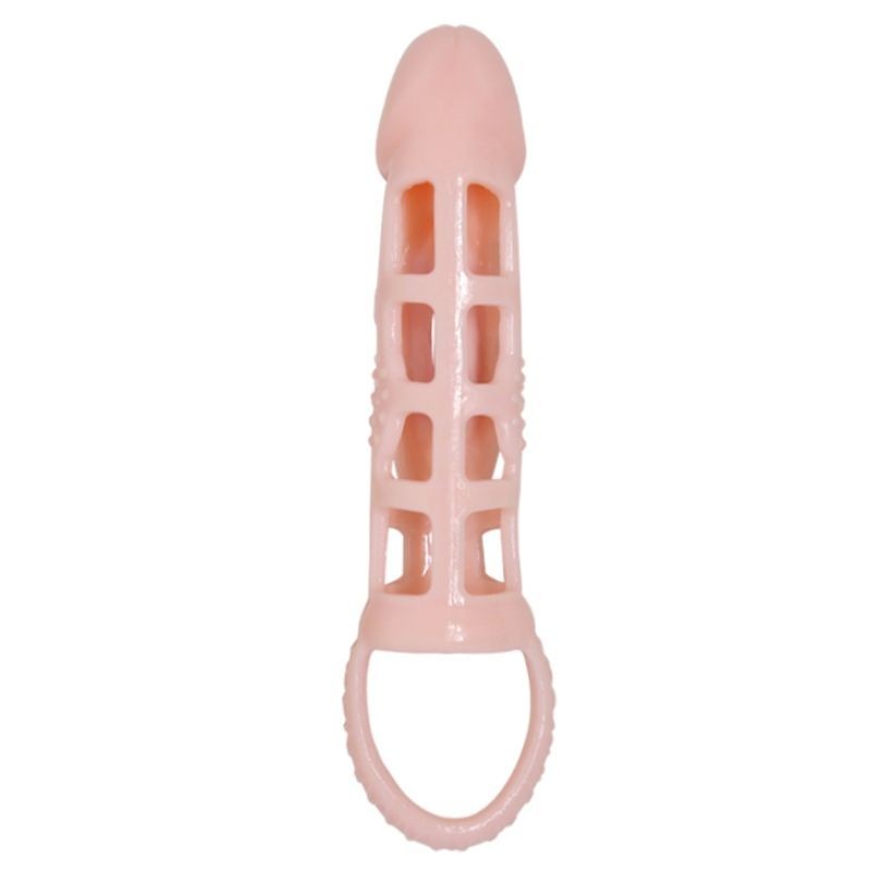 Copertura Estensore Prolunga Pene Con Vibrazione E Cinturino Naturale 13.5 Cm - BAILE FOR HIM - Guaine e Prolunghe | erosidea.com