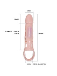 Copertura Estensore Prolunga Pene Con Vibrazione E Cinturino Naturale 13.5 Cm - BAILE FOR HIM - Guaine e Prolunghe | erosidea.com