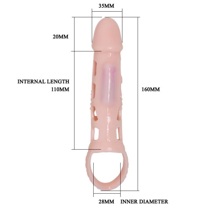 Copertura Estensore Prolunga Pene Con Vibrazione E Cinturino Naturale 13.5 Cm - BAILE FOR HIM - Guaine e Prolunghe | erosidea.com