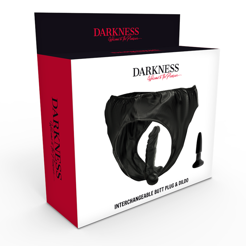Darkness - Slip Con Tappo E Dildo Intercambiabile - DARKNESS SENSATIONS - Kit del piacere e Giochi Erotici | erosidea.com
