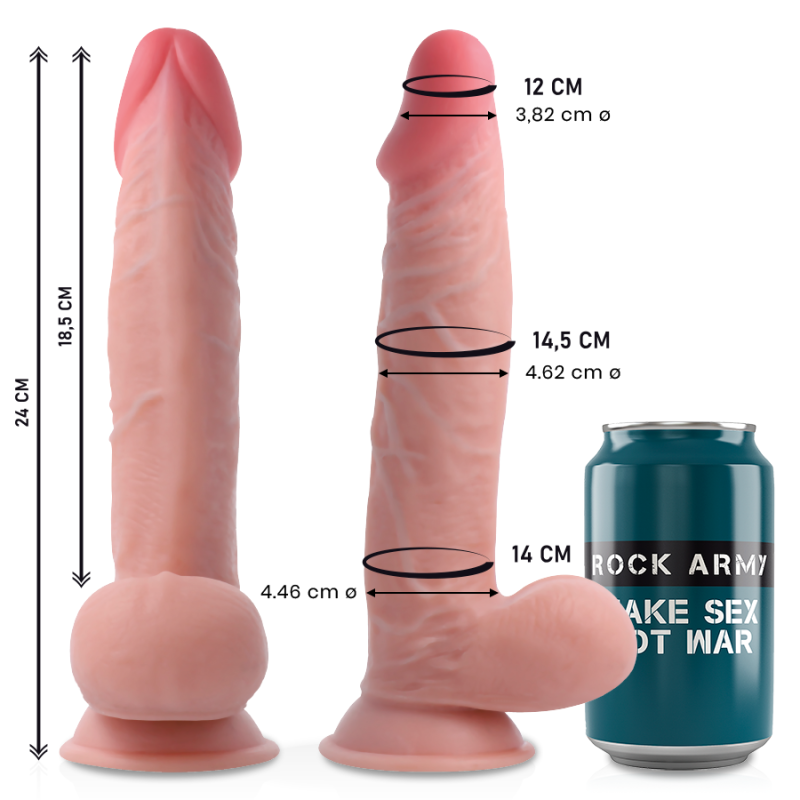 Rockarmy - Sherman A Doppia Densit€ 24Cm - ROCK ARMY - Dildo Realistici | erosidea.com