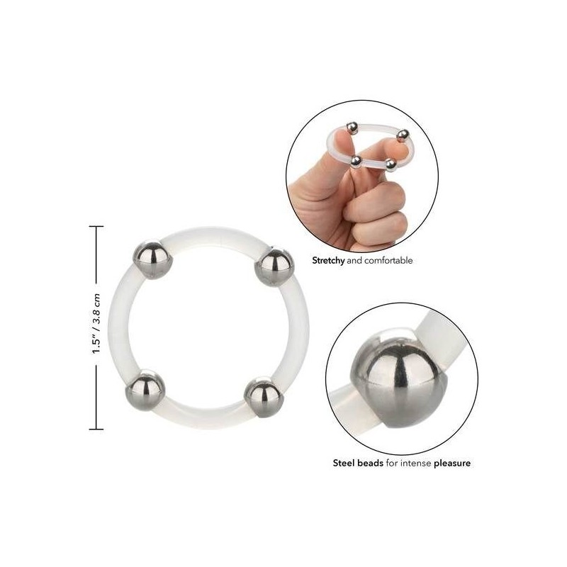 California Exotics - Anello In Silicone Con Perline In Acciaio L - CALIFORNIA EXOTICS - Anelli Fallici | erosidea.com