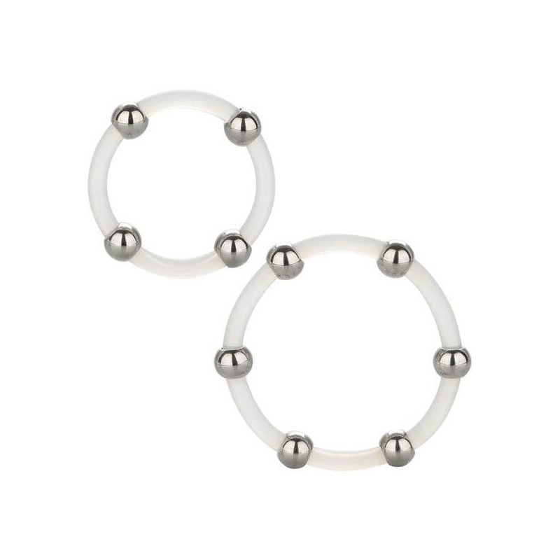 California Exotics - Set Di Anelli In Silicone Con Perline In Acciaio - CALIFORNIA EXOTICS - Anelli Fallici | erosidea.com