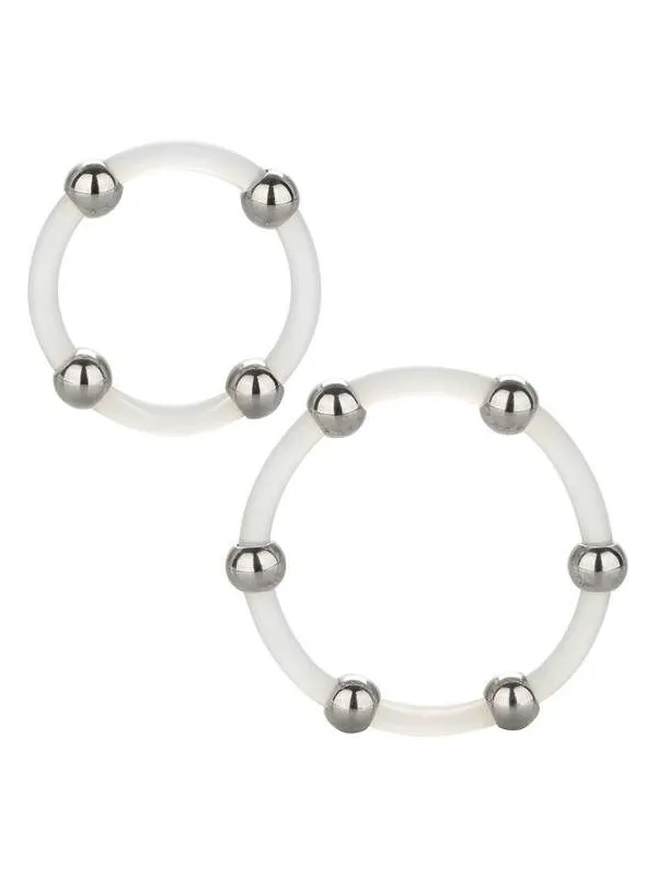 California Exotics - Set Di Anelli In Silicone Con Perline In Acciaio - CALIFORNIA EXOTICS - Anelli Fallici | erosidea.com