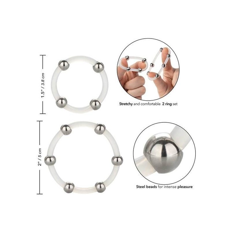 California Exotics - Set Di Anelli In Silicone Con Perline In Acciaio - CALIFORNIA EXOTICS - Anelli Fallici | erosidea.com