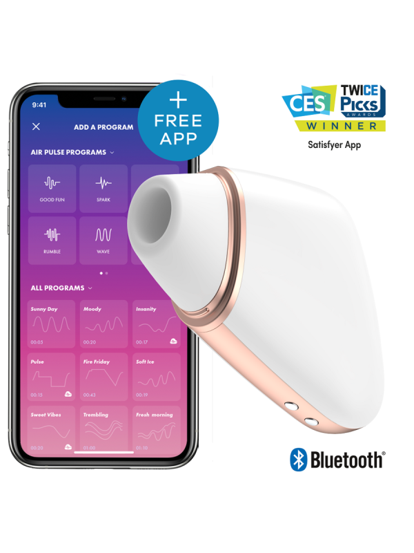 Stimolatore E Vibratore Triangolo Love Bianco - SATISFYER CONNECT - Succhia Clitoride | erosidea.com