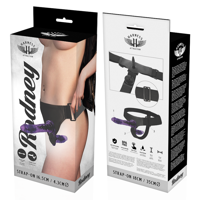 Vibratore Harness Attraction Rodney Doppia Penetrazione 18 X 35 Cm - HARNESS ATTRACTION - Strap-on e Imbracature | erosidea.com