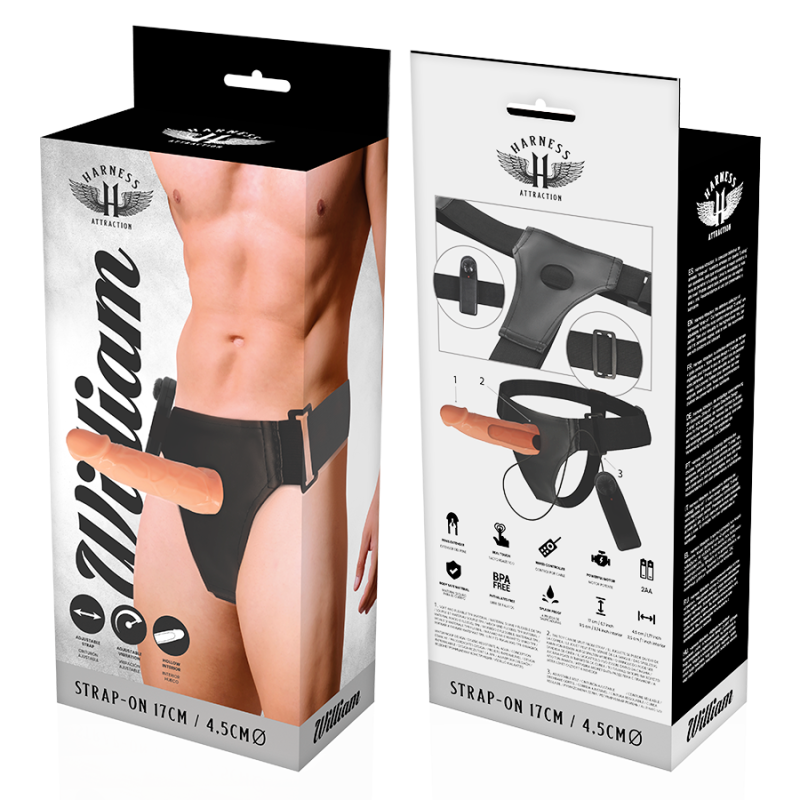Vibratore Harness Attraction Willian Hollow Rnes Con 17 X 45 Cm - HARNESS ATTRACTION - Strap-on e Imbracature | erosidea.com