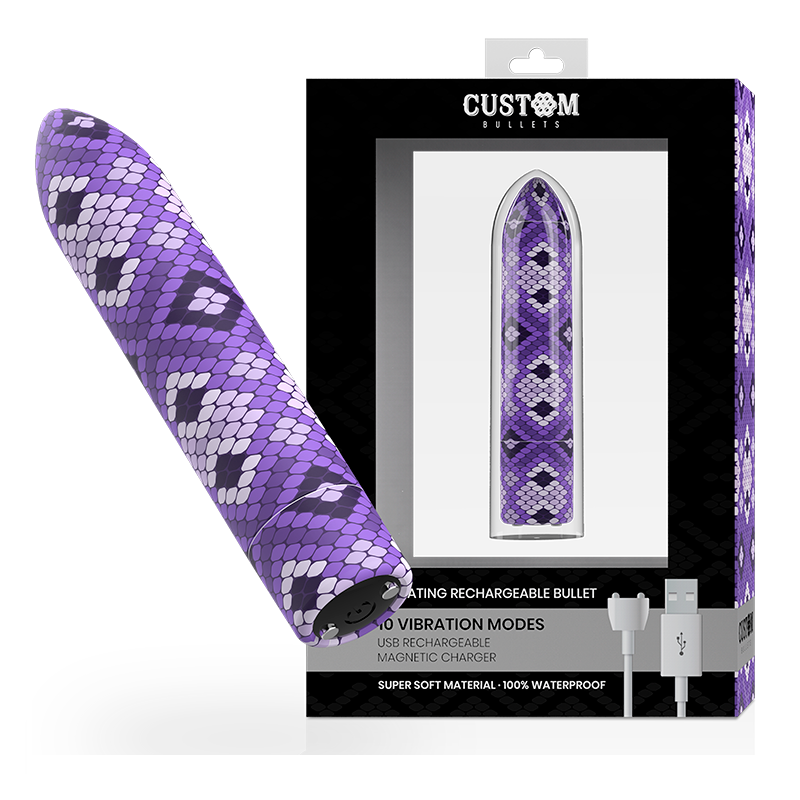 Custom Bullets - Rechargeable Snake Purple Magnetic Bullet 10V - CUSTOM BULLETS - Vibratori Mini | erosidea.com