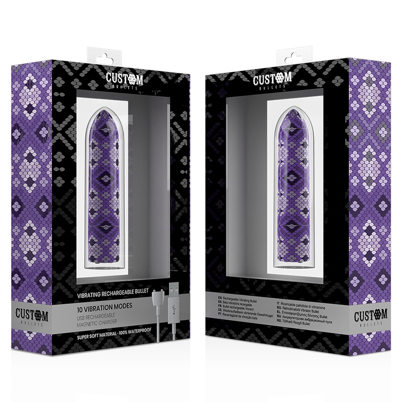 Custom Bullets - Rechargeable Snake Purple Magnetic Bullet 10V - CUSTOM BULLETS - Vibratori Mini | erosidea.com