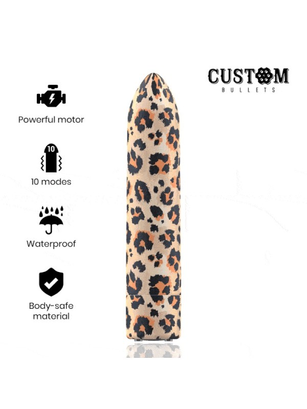 Custom Bullets - Personalizzati Ricaricabili Leopard 10 Intensit€ - CUSTOM BULLETS - Vibratori Mini | erosidea.com