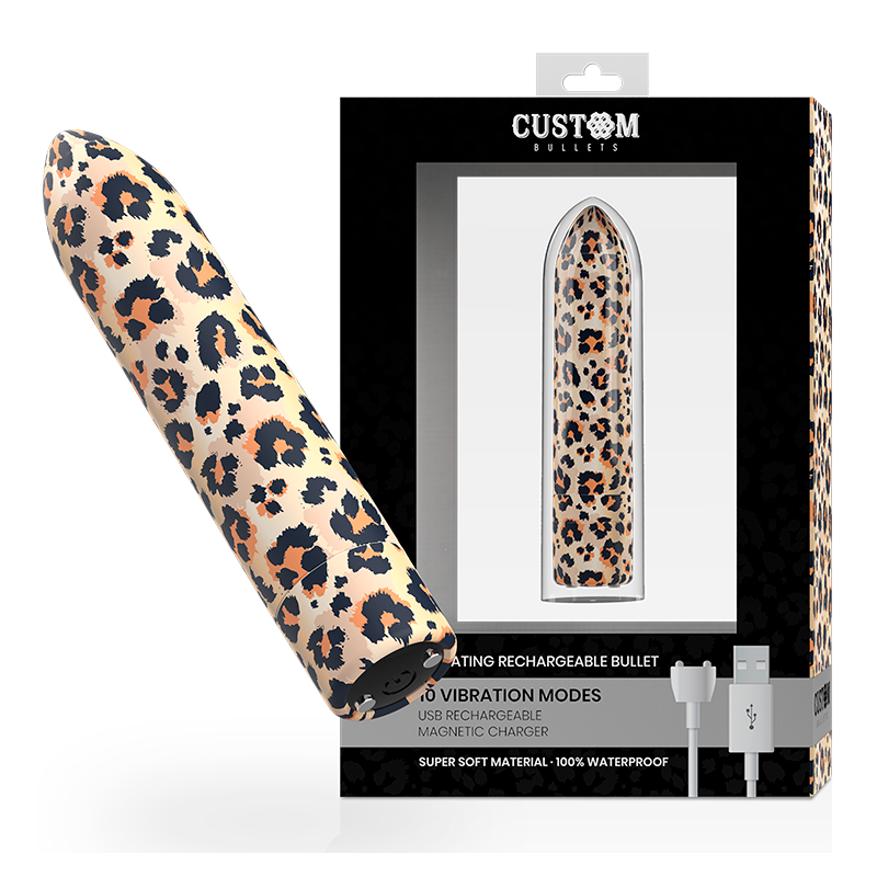 Custom Bullets - Personalizzati Ricaricabili Leopard 10 Intensit€ - CUSTOM BULLETS - Vibratori Mini | erosidea.com