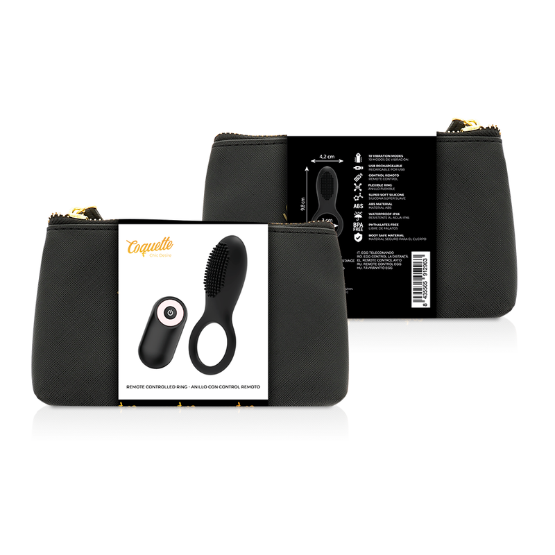 Coquette Toys - Cock Ring Telecomando Ricaricabile Nero/Oro - COQUETTE TOYS - Anelli Fallici | erosidea.com