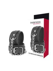 Darkness - Manette In Pelle Strutturata Nera - DARKNESS BONDAGE - Manette e Polsini | erosidea.com