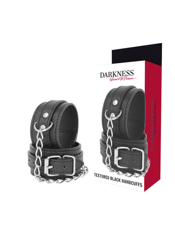 Darkness - Manette In Pelle Strutturata Nera - DARKNESS BONDAGE - Manette e Polsini | erosidea.com
