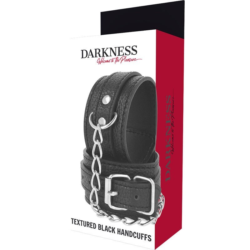 Darkness - Manette In Pelle Strutturata Nera - DARKNESS BONDAGE - Manette e Polsini | erosidea.com