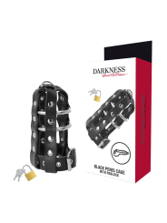 Darkness - Gabbia Di Castit In Pelle Con Serratura - DARKNESS BONDAGE - Costrittivi | erosidea.com
