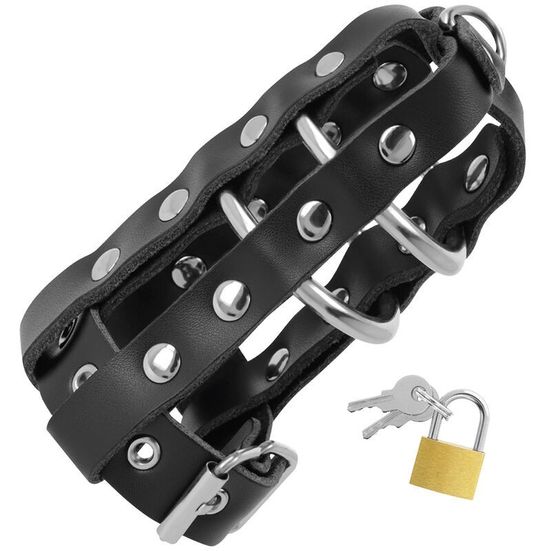 Darkness - Gabbia Di Castit In Pelle Con Serratura - DARKNESS BONDAGE - Costrittivi | erosidea.com