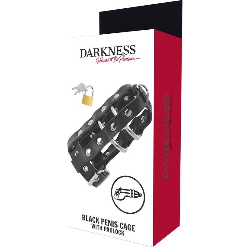 Darkness - Gabbia Di Castit In Pelle Con Serratura - DARKNESS BONDAGE - Costrittivi | erosidea.com