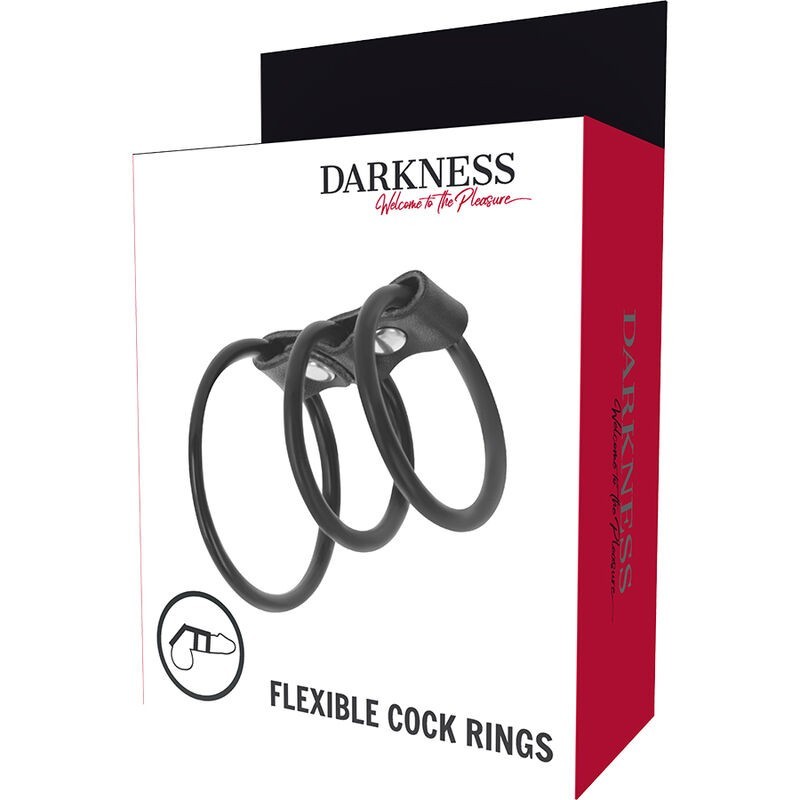 Darkness - Set Di 3 Anelli Per Pene Flessibili - DARKNESS BONDAGE - Anelli Fallici | erosidea.com