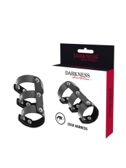 Darkness - Anello Doppio Per Pene E Testicoli In Pelle Regolabile - DARKNESS BONDAGE - Anelli Fallici | erosidea.com