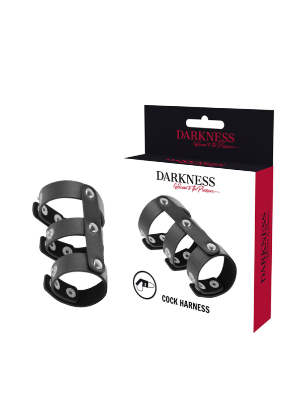 Darkness - Anello Doppio Per Pene E Testicoli In Pelle Regolabile - DARKNESS BONDAGE - Anelli Fallici | erosidea.com